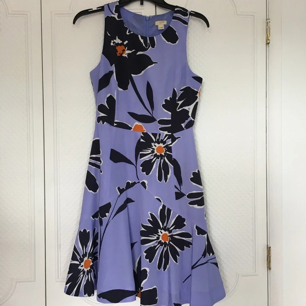J crew | purple floral fit and flare dress - Picture 2 of 13